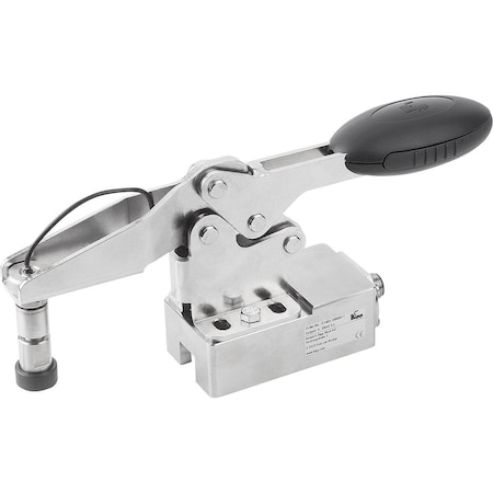 Kipp Toggle Clamp Horizontal W Force Sensor D=M08, F4=1400, C1=Max.18, 4, Stainless, Comp:Stainless K1463.10800011